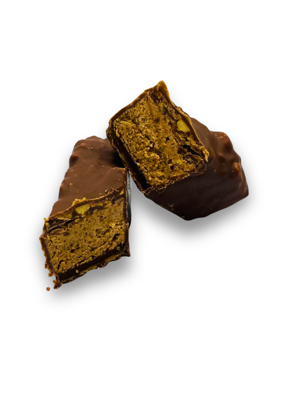 Barre Chocolat lait, caramel et praliné cacahuète