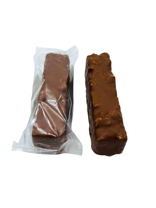 Barre Chocolat lait, caramel et praliné cacahuète